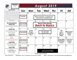 August Calendar 2019