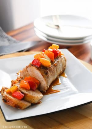 Garlic Honey Pork Tenderloin + Sweet Bell Pepper Salsa