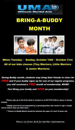 Kids Martial Arts Chicago: Taekwondo Buddy Month