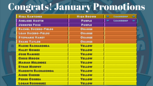 Special Recognition to all January Belt Test Participants