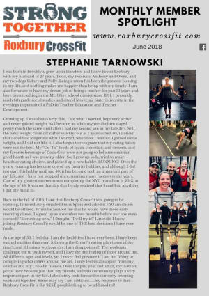 June Monthly Member Spotlight- Stephanie Tarnowski