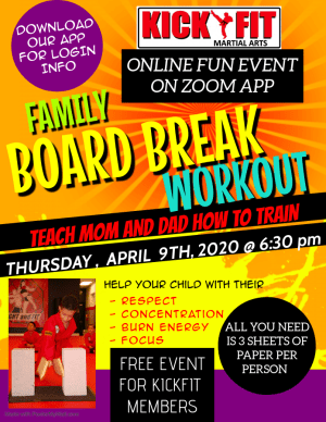 Virtual Board Breaking Fun Workout for Cooper City / Davie / Pembroke Pines