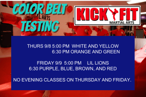 Taekwondo Testing Schedule for Sept 2022 Cooper City / Davie / Pembroke Pines