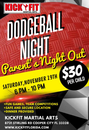 Parent Night Out Event in Cooper City / Davie / Pembroke Pines for Taekwondo Kids
