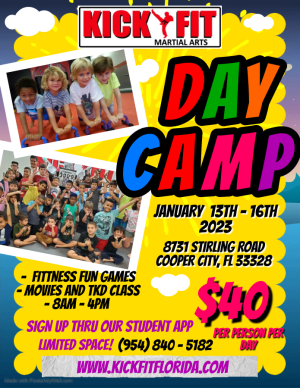 Day Camp for Taekwondo Students in Cooper City/ Davie/ Pembroke Pines/ Miramar
