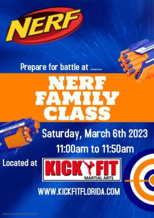 Nerf Battle Family Class for Taekwondo Students in Cooper City/ Davie/ Pembroke Pines/ Miramar