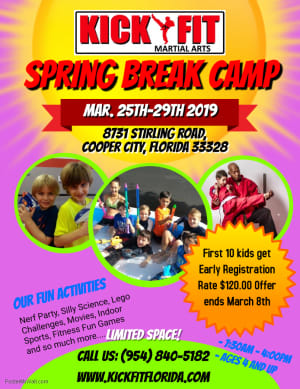 Kids Taekwondo Spring Break Camp for Cooper City, Davie, Pembroke Pines, and Weston Kids 4-13yrs old