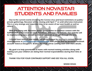 ATTENTION NOVASTAR STUDENTS AND FAMILIES