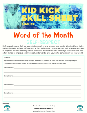 August 2022 Word of the Month Worksheet
