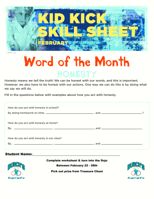 February 2023 Word of the Month Worksheet