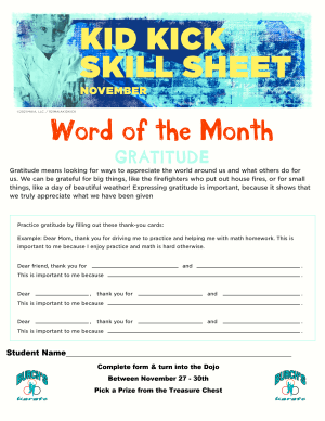 November 2023 Word of the Month Worksheet