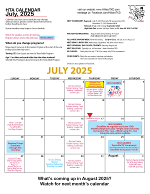 July 2025 Monthly Calendar