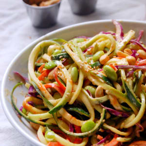 Spicy Peanut Zucchini Noodle Salad