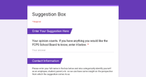 Our Online Anonymous Suggstion Box is now Live!