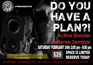 Active Shooter Defense Seminar coming up on February 24th