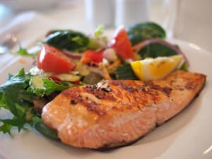 Garlic Roasted Salmon & Brussels Sprouts