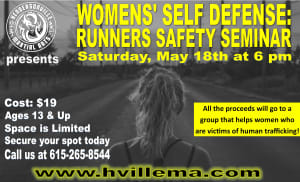 HMA is hosting a Runner Safety Seminar for Women in Hendersonville and Gallatin on May 18th!