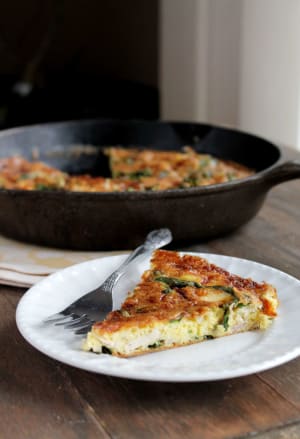 Leftover-Turkey Frittata with Spinach and Mozzarella Cheese