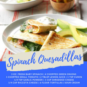 Recipe of the Week: Spinach Quesadillas
