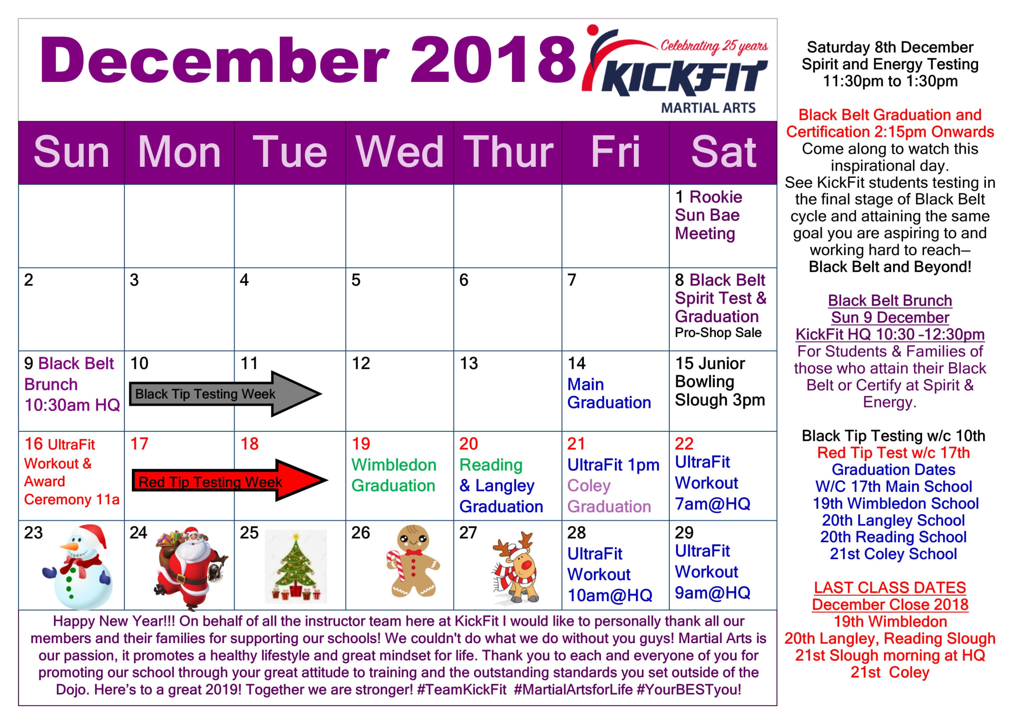 December 2018 Event Calendar