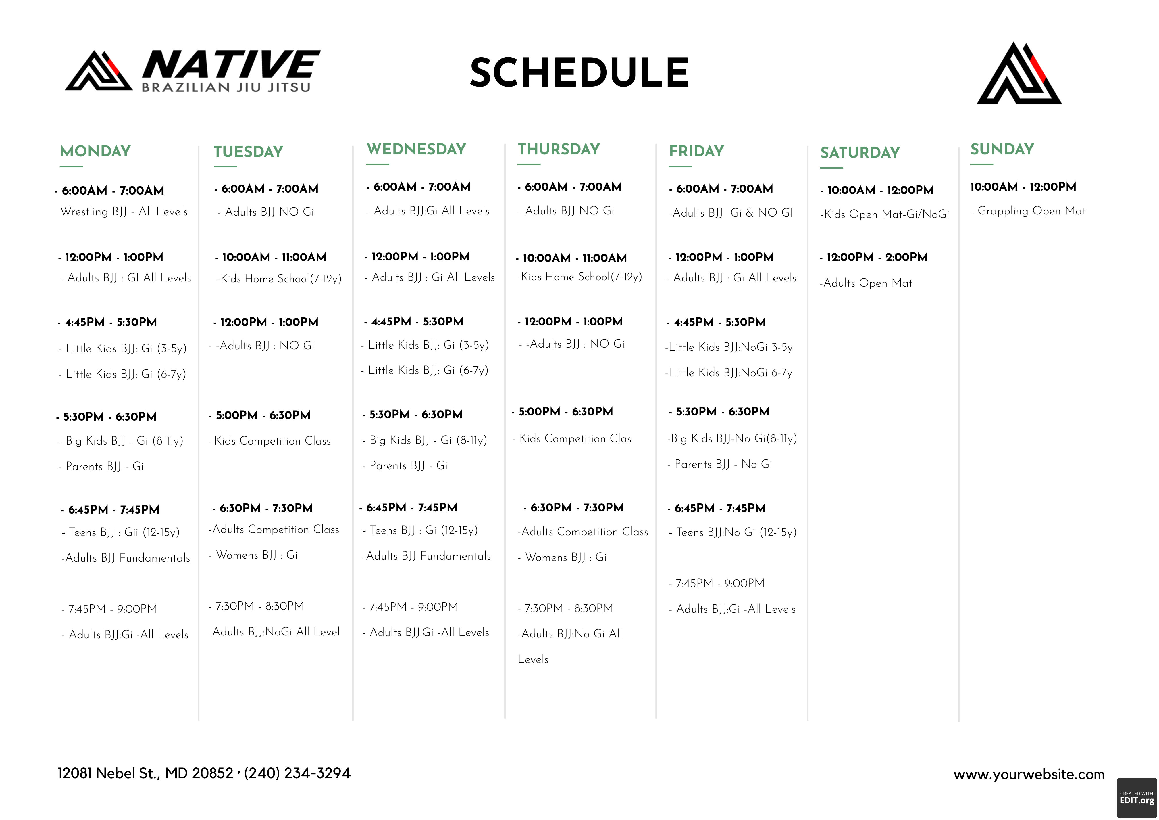 Native Jiu Jitsu Schedule Kids Martial Arts in Rockville, Maryland