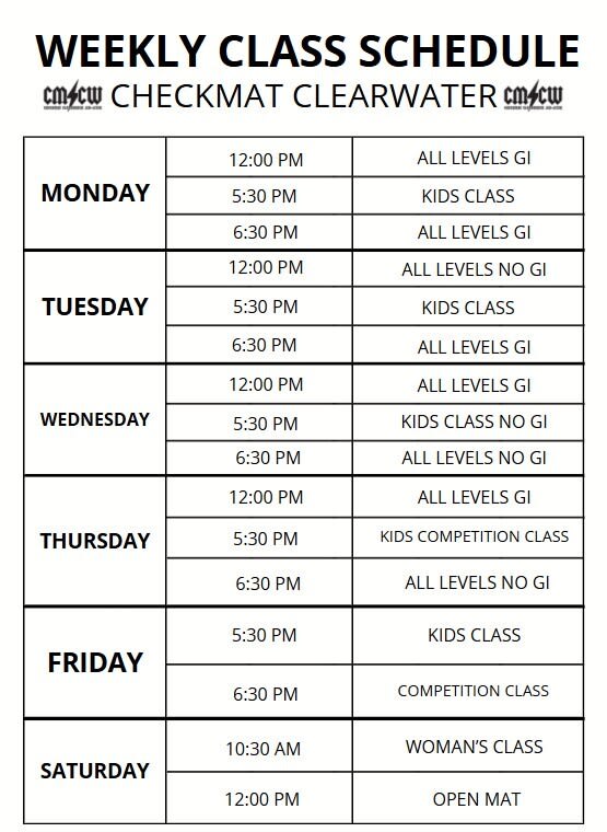 Checkmat Clearwater Schedule