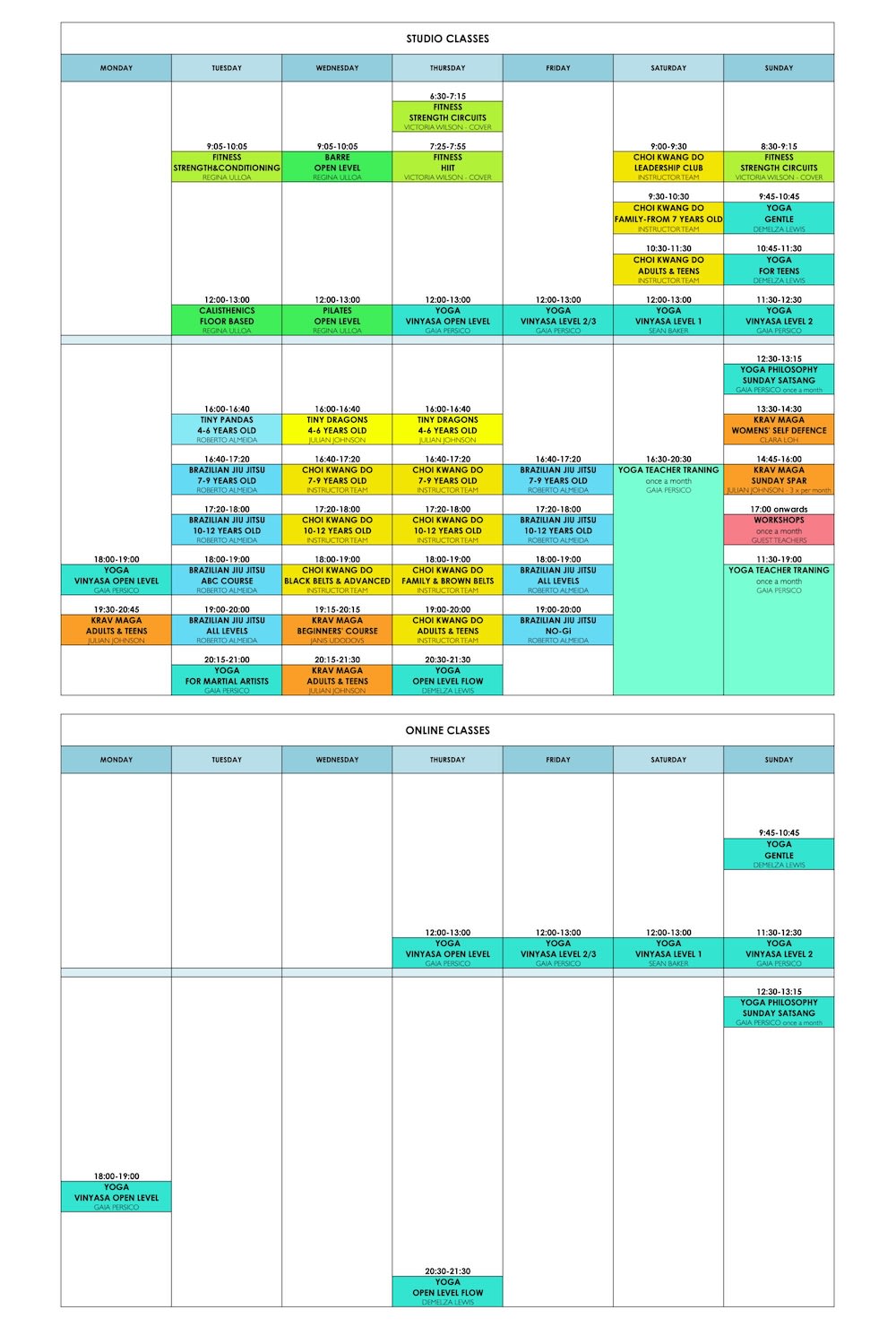 Martial Arts and Yoga Schedule Yoga in Earlsfield, London