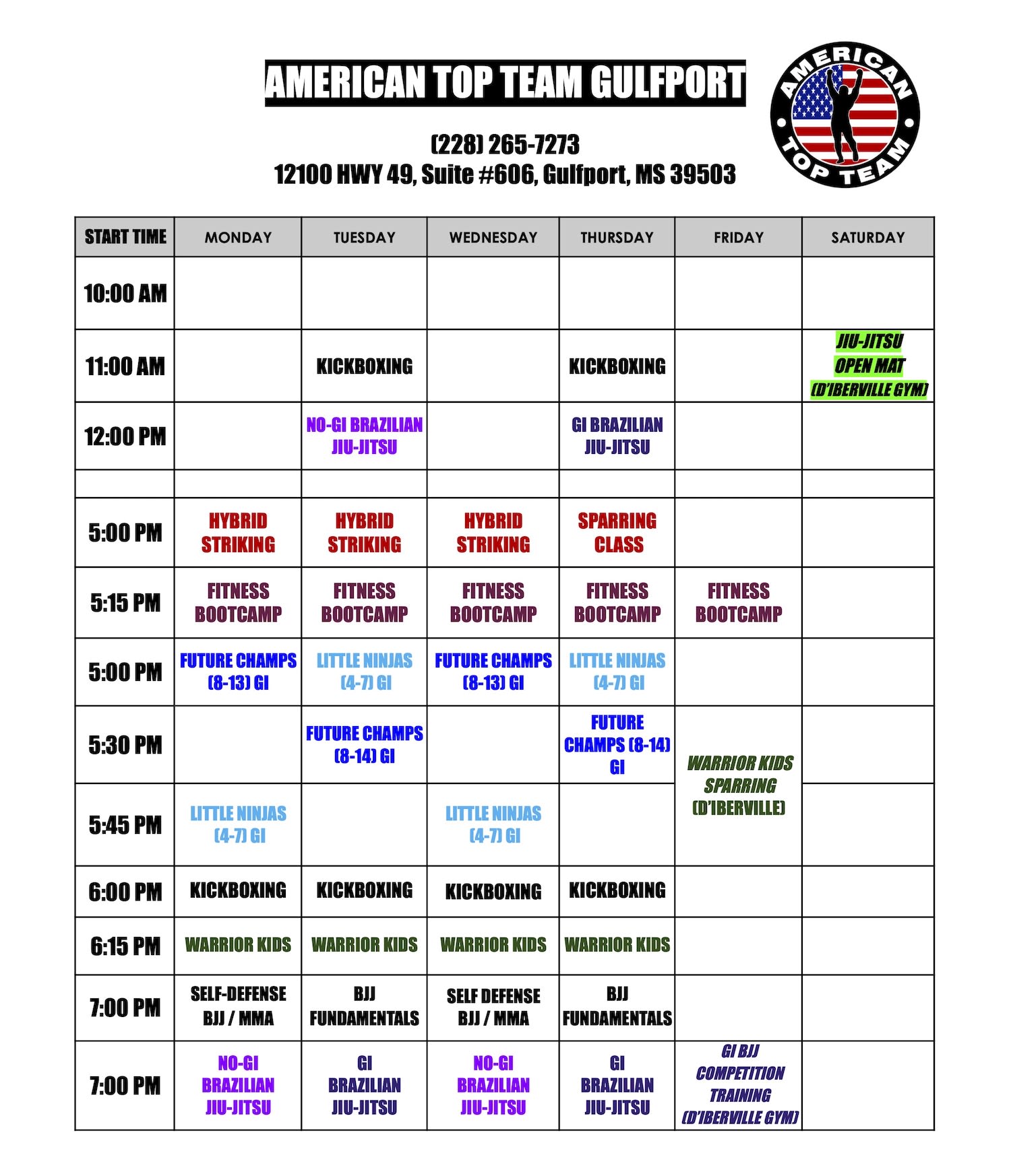 American Top Team Gulfport Schedule Kickboxing Fitness in Gulfport