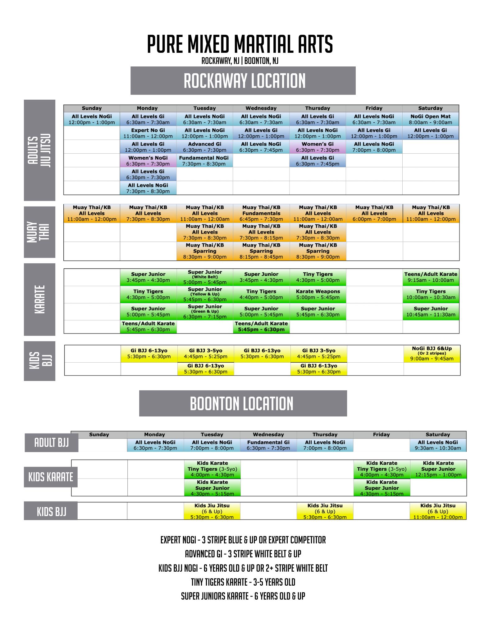 Pure Mixed Martial Arts Schedule