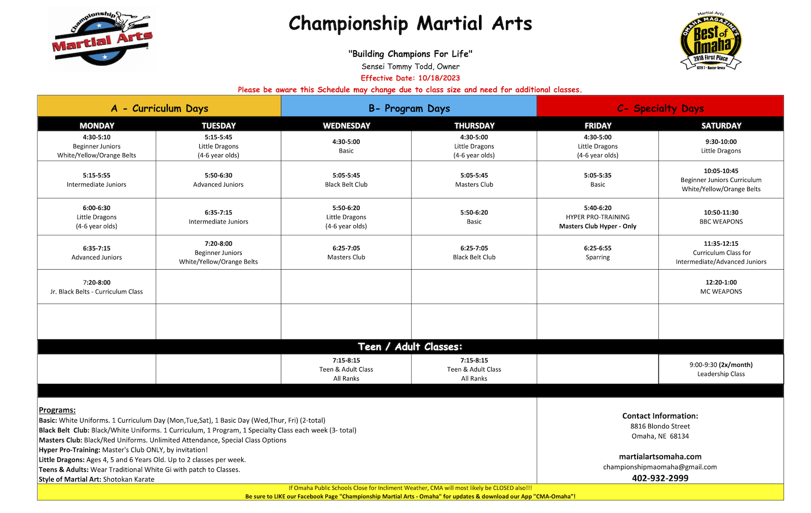 Kids Martial Arts near Omaha