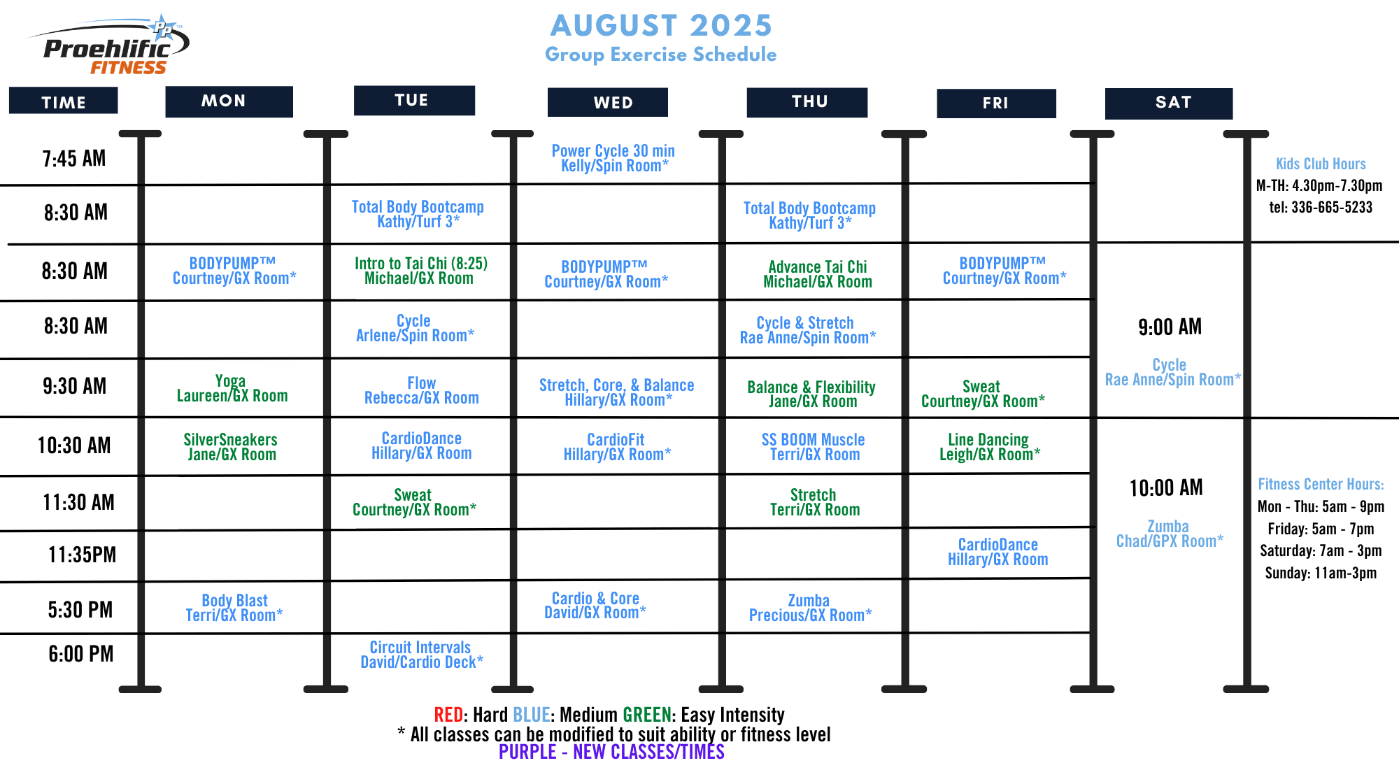 Proehlific Park Schedule
