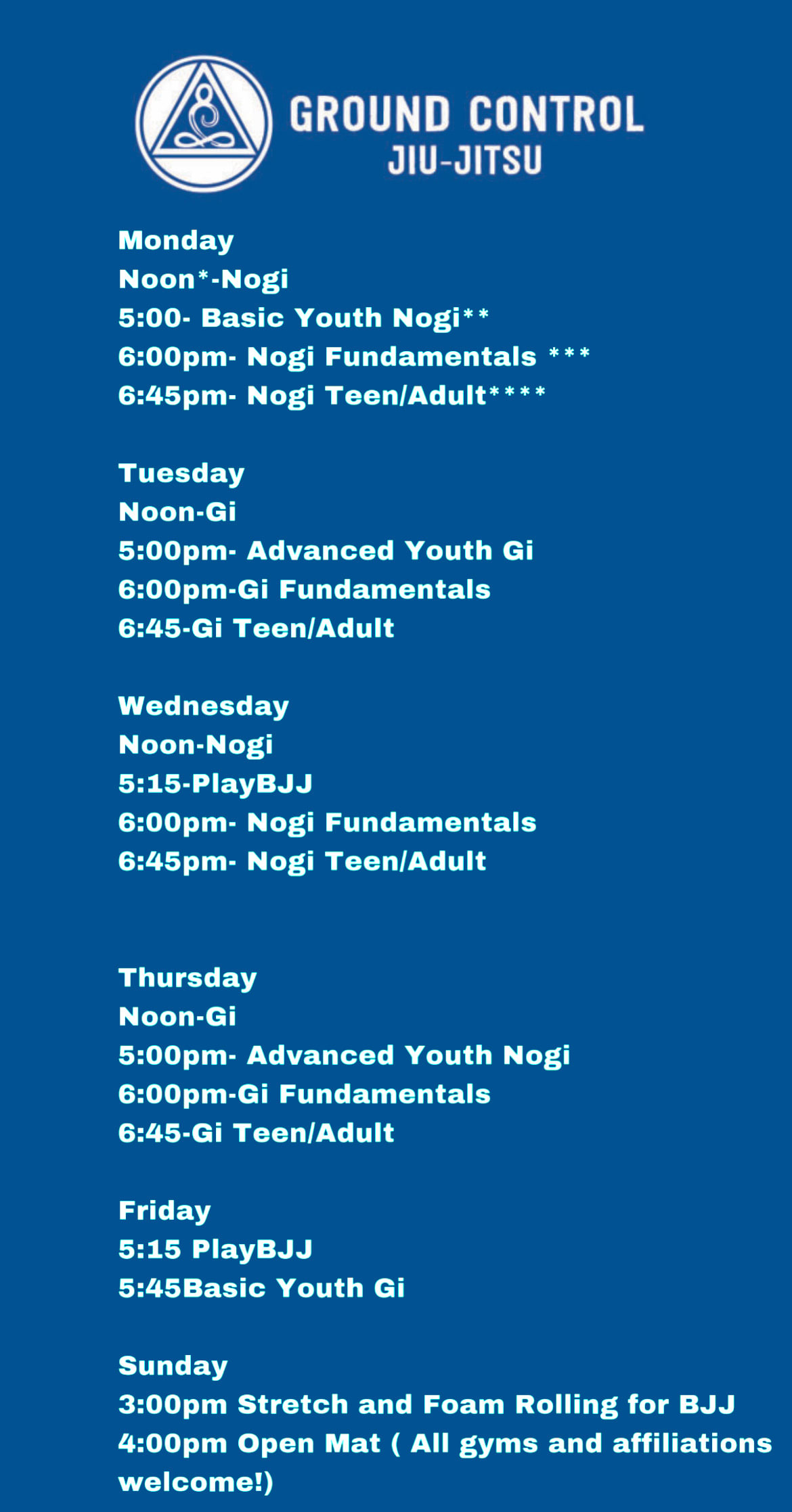 Ground Control JiuJitsu Schedule Jiu Jitsu in Glenpool, Oklahoma