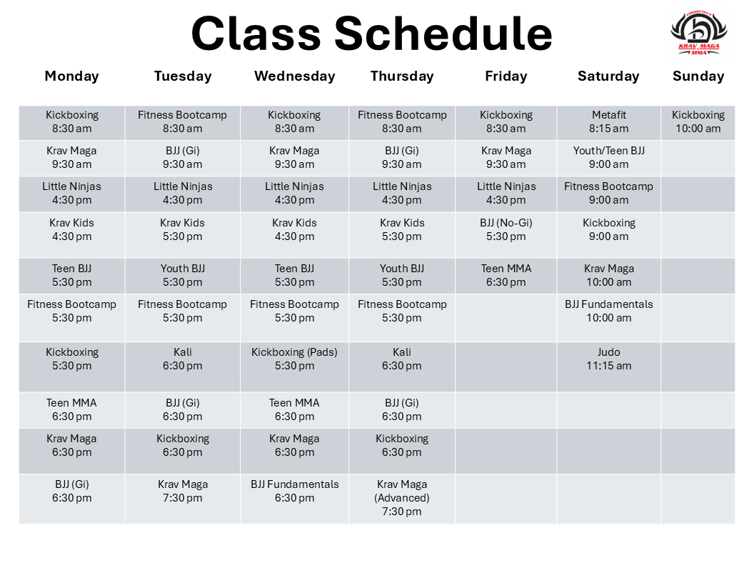 CT Krav Maga & MMA Schedule