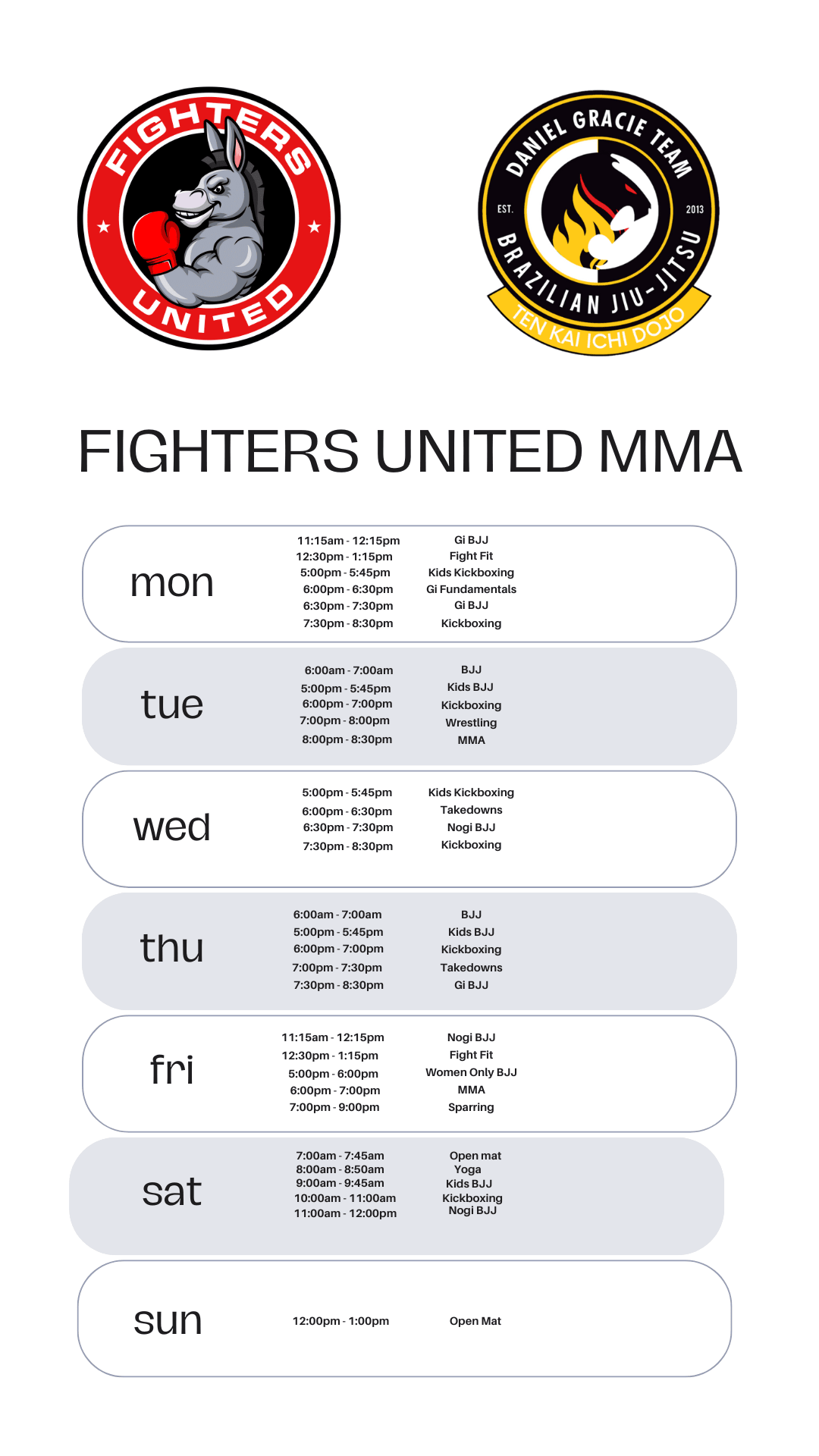 Fighters United Schedule - Kids Martial Arts in Hi-Nella, New Jersey