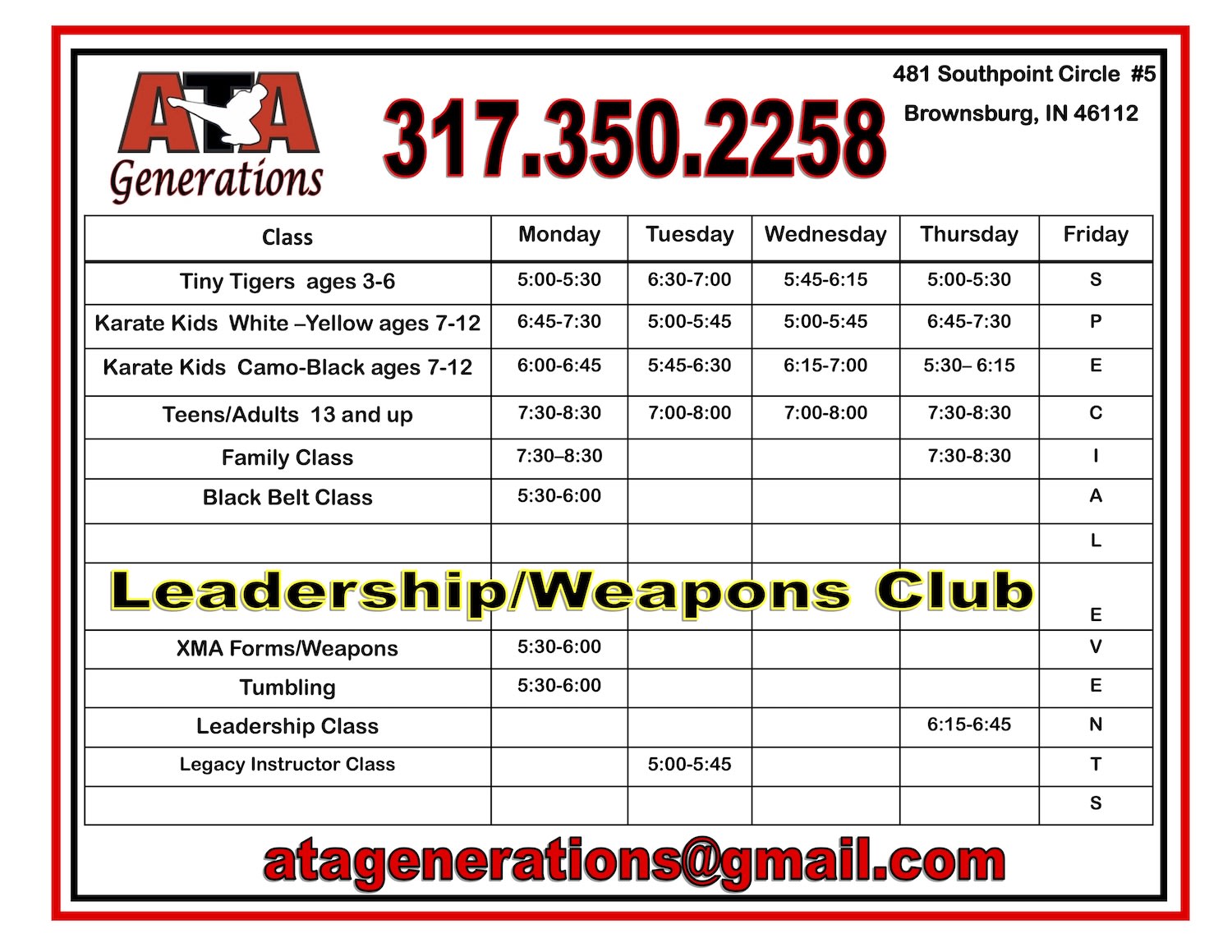ATA Generations Schedule