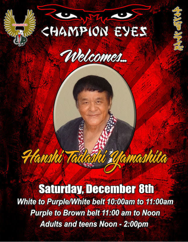 Hanshi Tadashi Yamashita Seminar - Adults in Oceanside - Champion Eyes