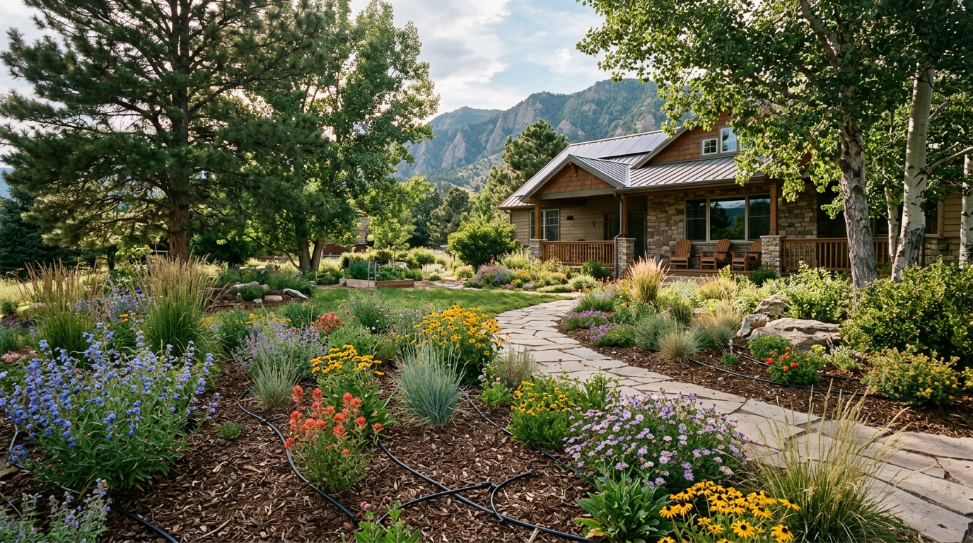 Eco-friendly sustainable landscaping with efficient irrigation in Colorado