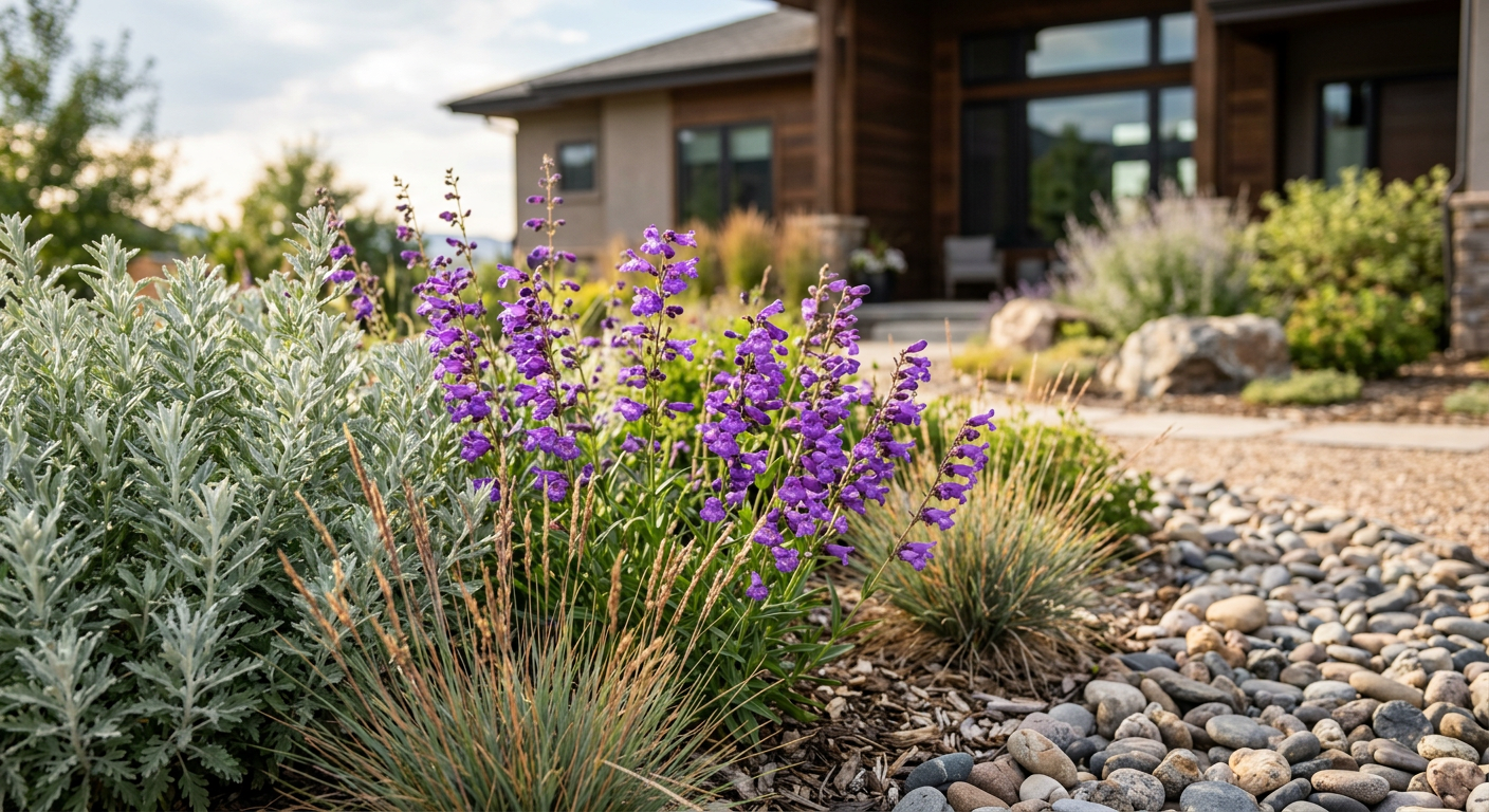Water-wise xeriscape landscaping with native Colorado plants