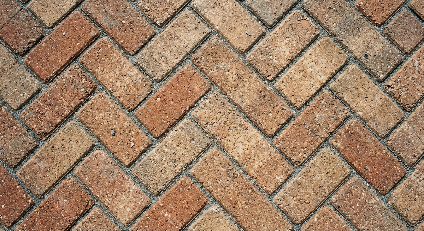 Close-up of paver patio surface showing interlocking pattern and joint detail