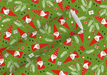 Braun Company Gjafapappír 2m x 70cm Gnomes green