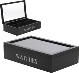 Kassi fyrir 12 armbandsúr með glerloki black