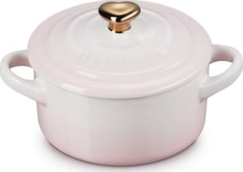 Le Creuset Mini pottur 10cm gull hnúður Shell Pink