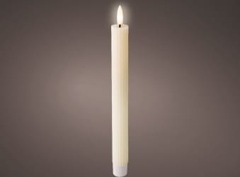 LED-Dinnerkerti Striped Cream 25cm. (12)
