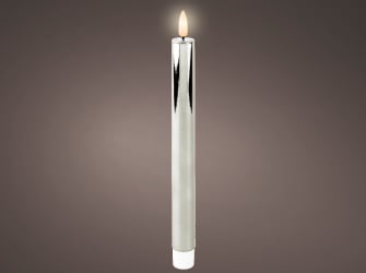 LED Dinnerkerti SHINY Silfur 25cm. (12)