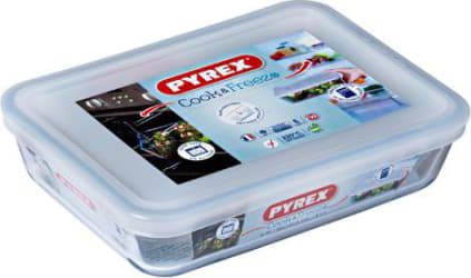 Pyrex Gler fat ferkantað m.loki 0,8ltr Cook and Freeze