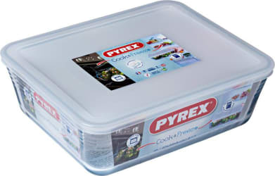 Pyrex Gler fat ferkantað m.loki 4,2ltr Cook and Freeze