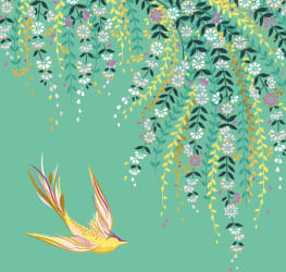 Sara Miller-Gjafak. 138x138mm.Green bird