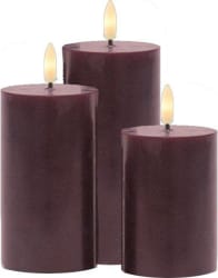 Sirius Sille hleðslukerti 3stk 10 / 12,5 / 15 cm vínrauð