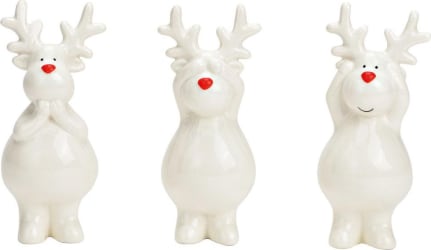 Wurm Hreindýr leir 14cm hvítt með rautt nef 3mism 1stk