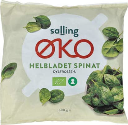 Salling ØKO lífrænt heilblaða spínat, hraðfryst 500 g
